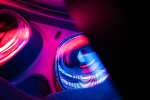 purple and blue light digital wallpaper