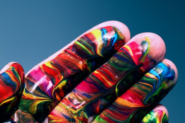 multicolored hand paint